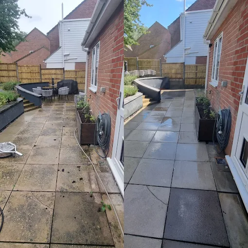 Nightingales Pressure Washing before and after - before it was all grimy - after spotless and clean